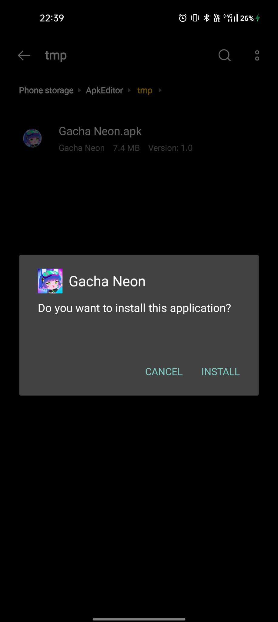 click on install