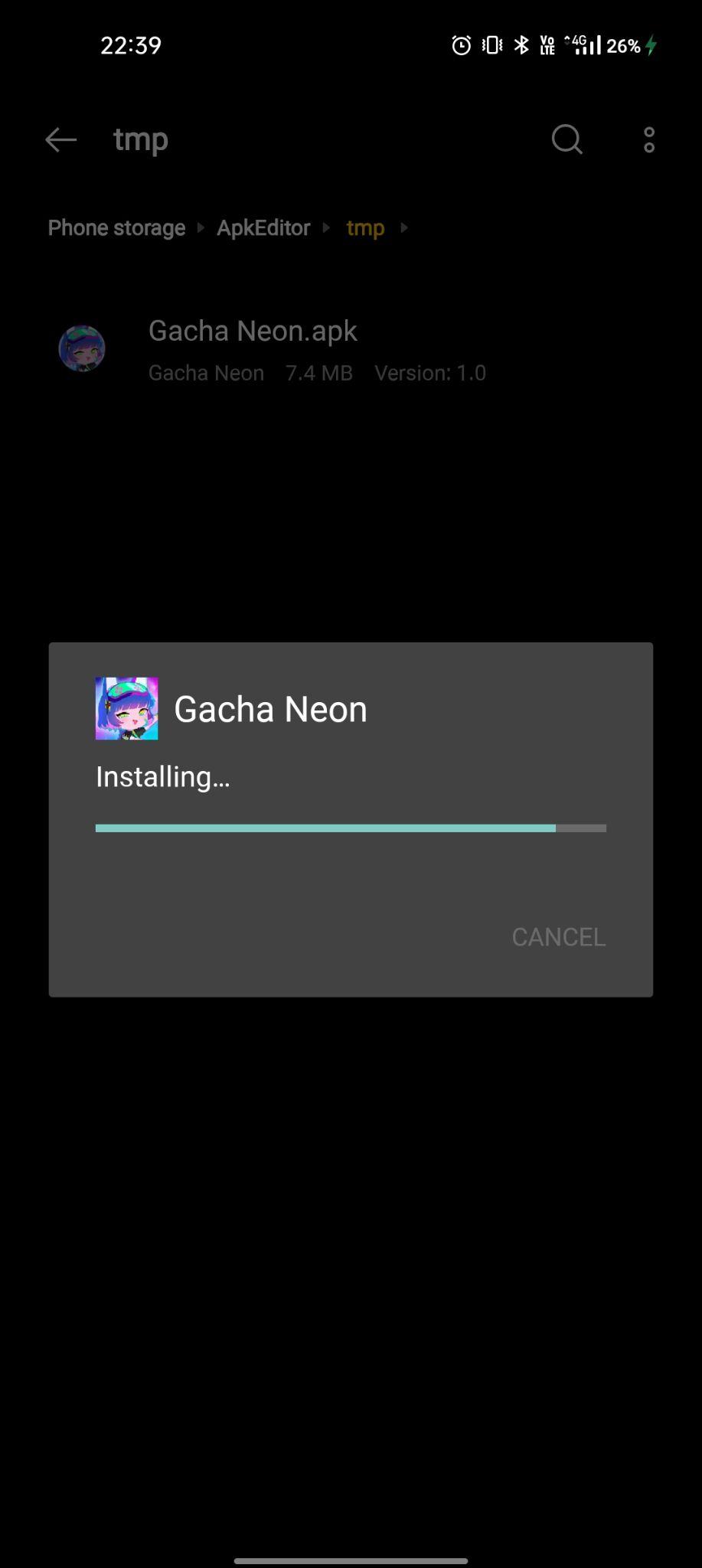 gacha neon apk installing
