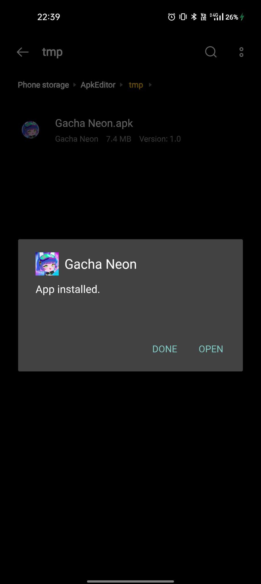 gacha neon apk installed