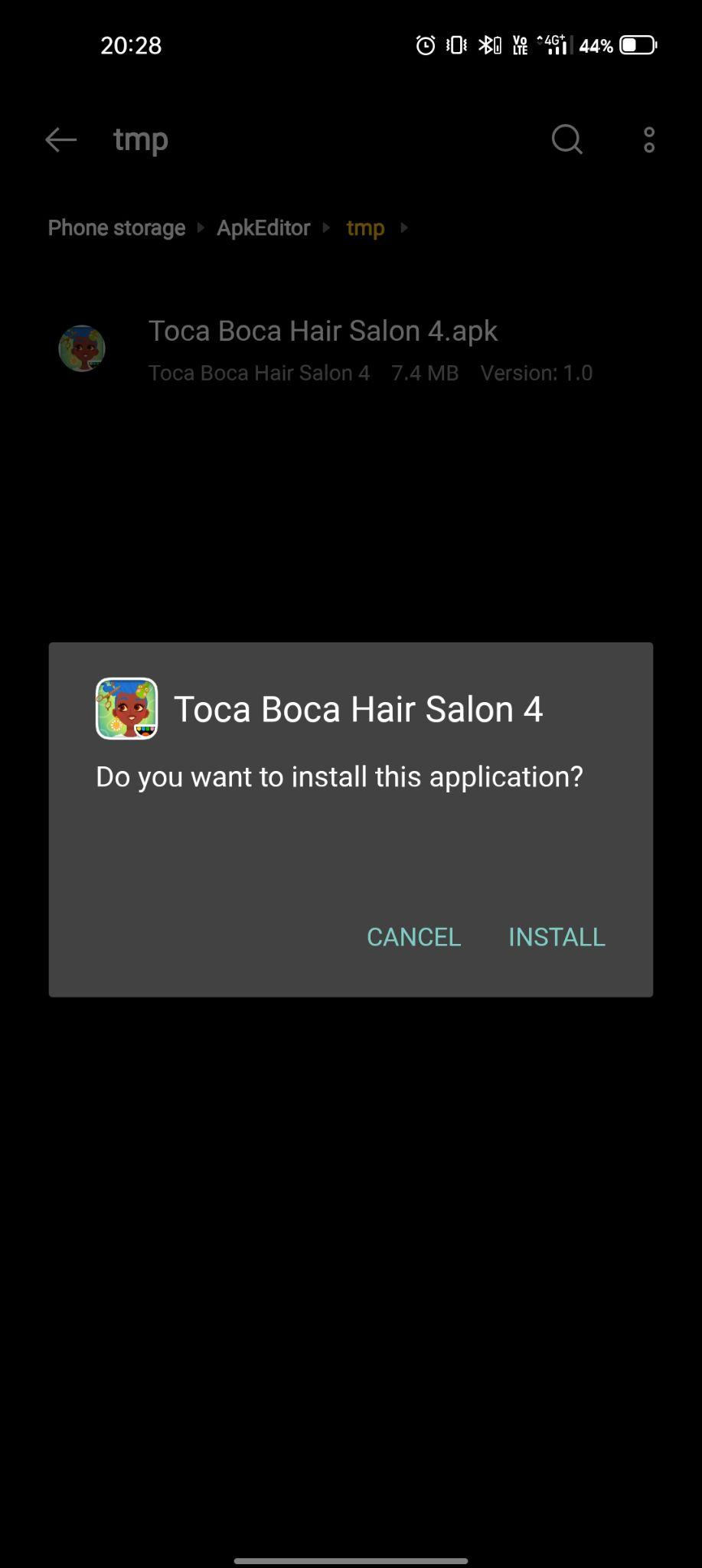 click on install