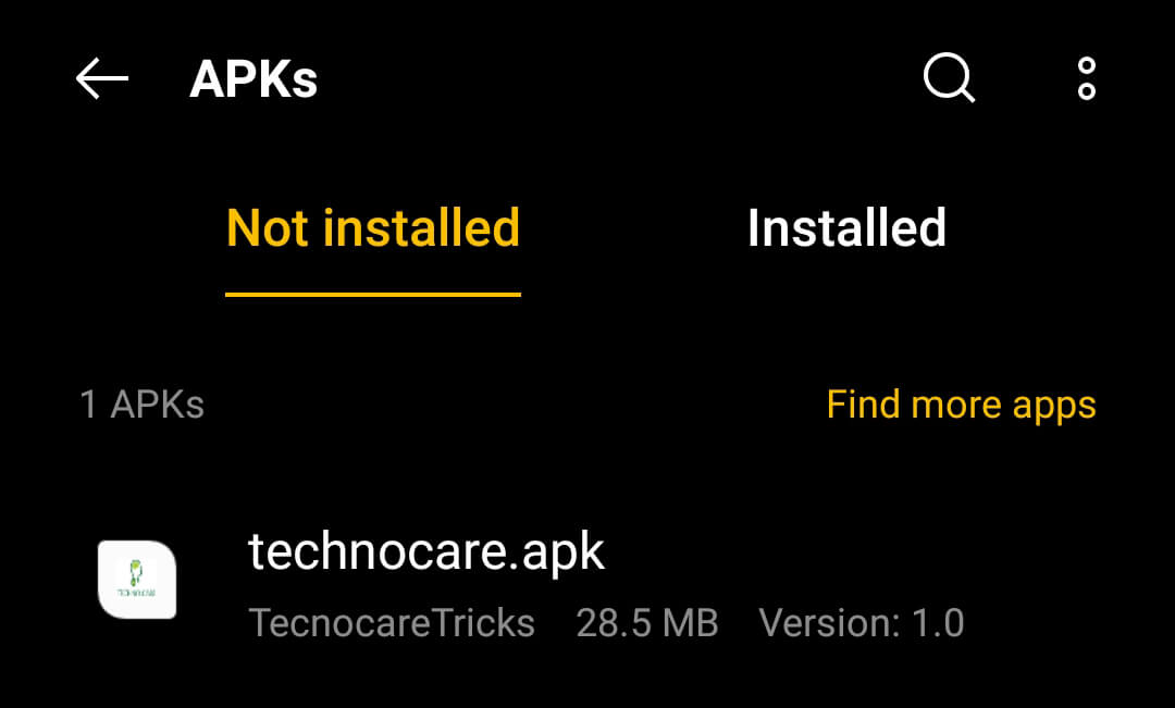 locate the downloaded apk file