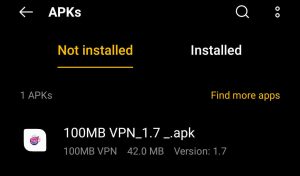 locate the downloaded apk file