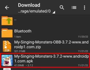 locate the downloaded apk file