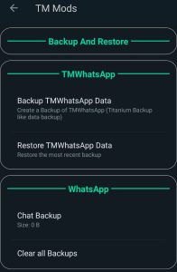 Click on Backup TMWhatsApp Data
