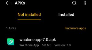 locate the downloaded apk file
