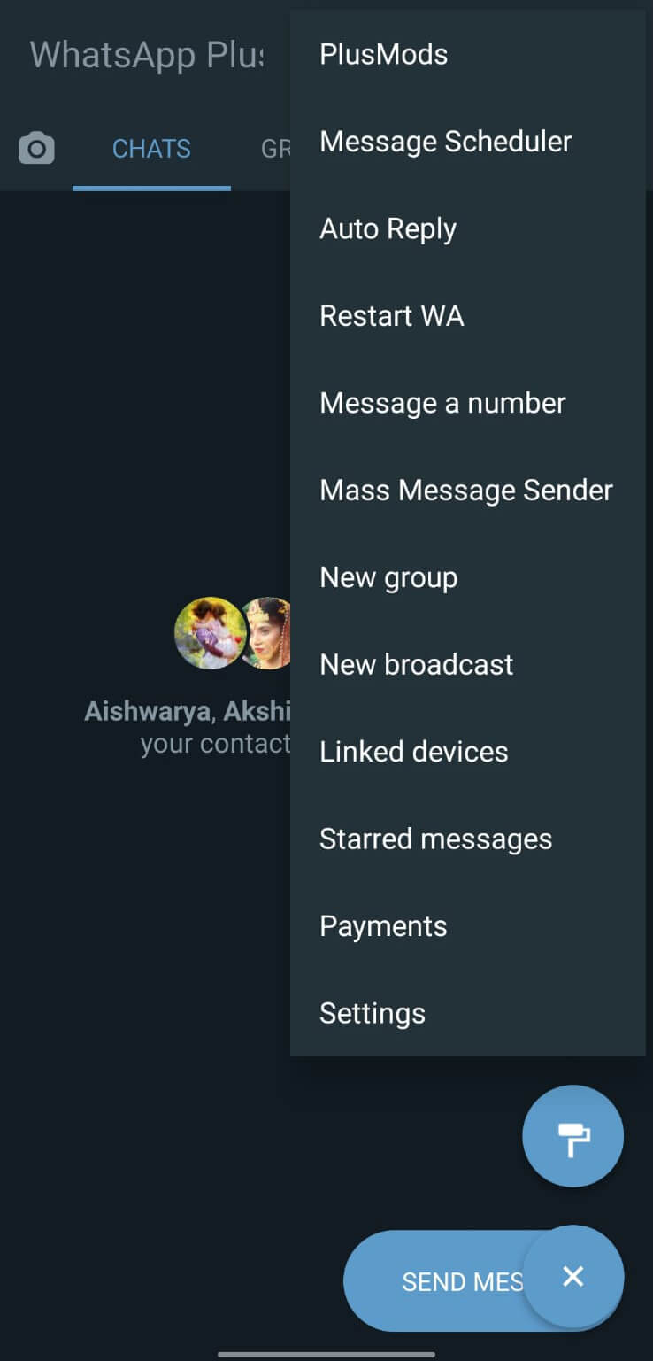 Blue WhatsApp screenshot