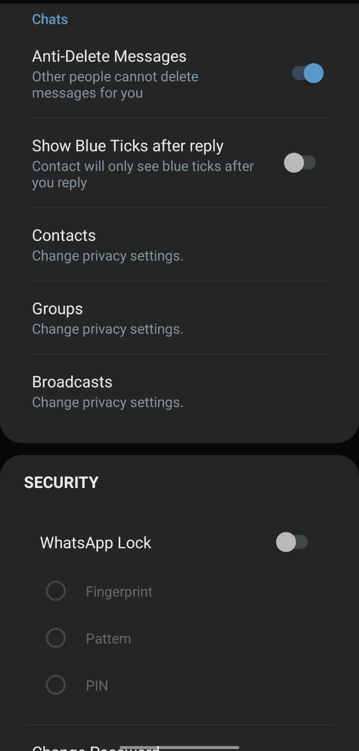 Blue WhatsApp screenshot