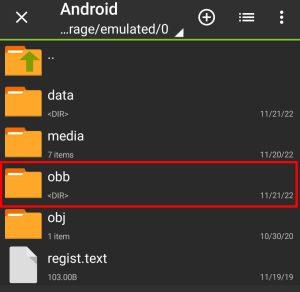 Select OBB folder