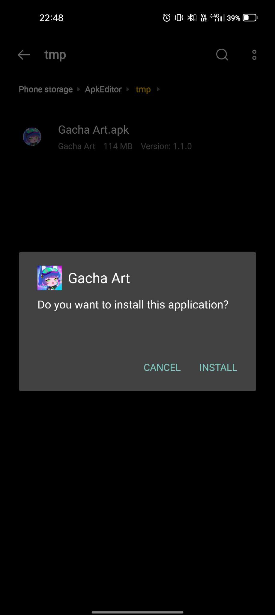 click on install