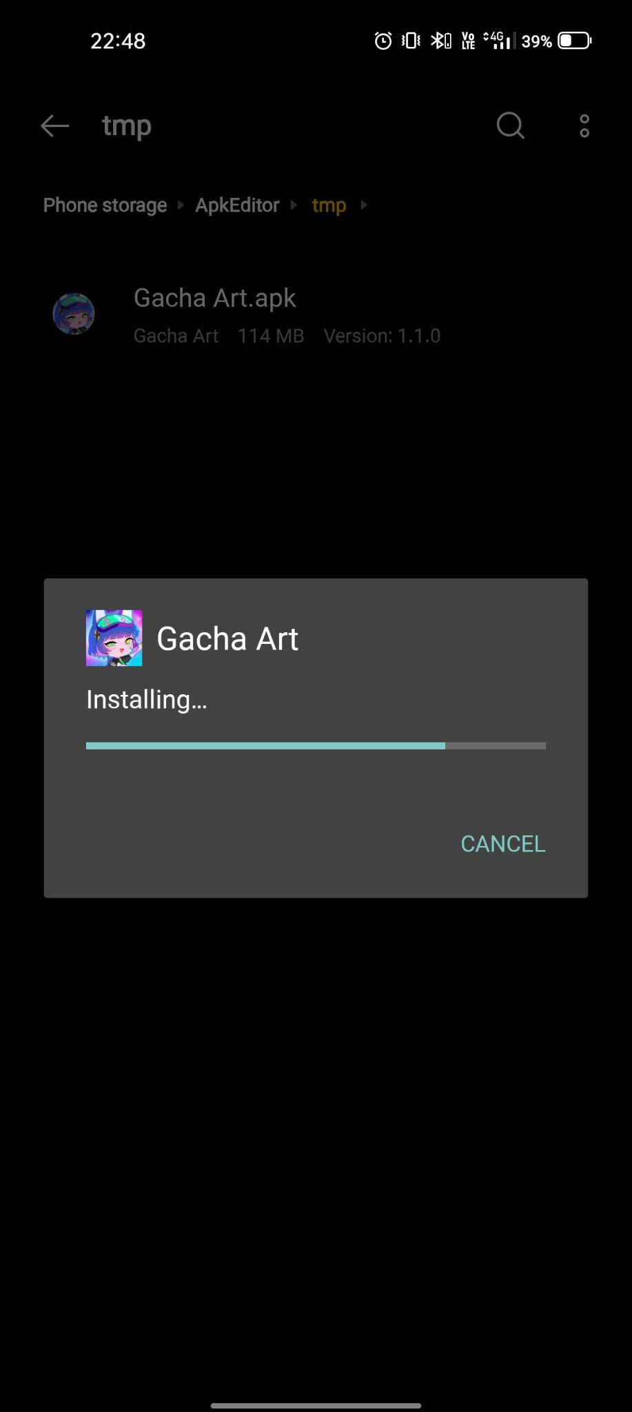 gacha art apk installing