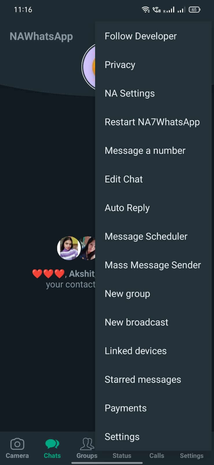 NA7 WhatsApp screenshot