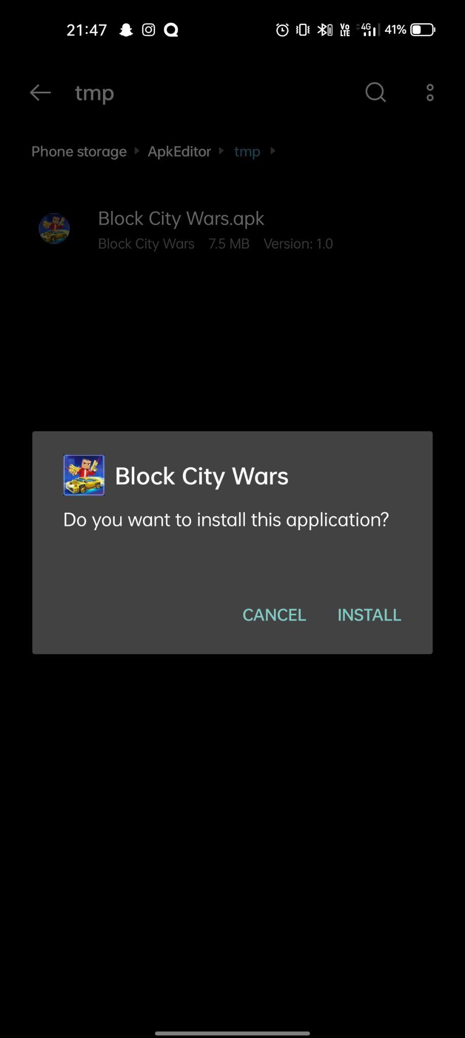 click on install