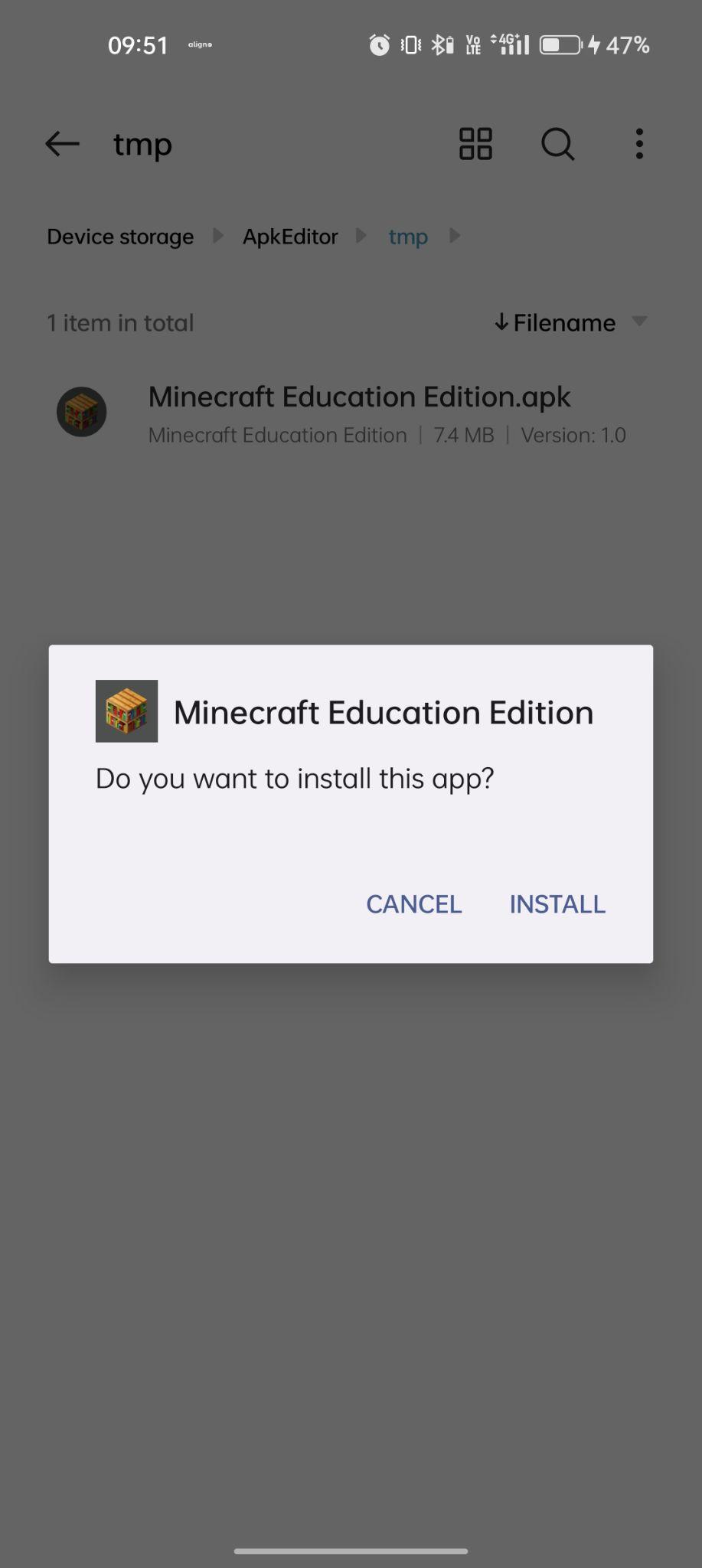 click on install