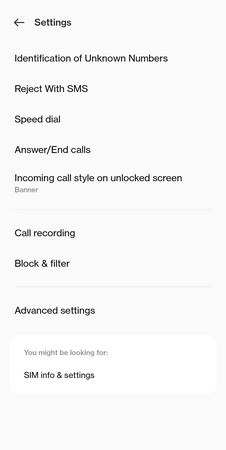 OnePlus Dialer screenshot