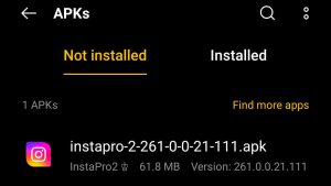 locate Insta Pro APK file