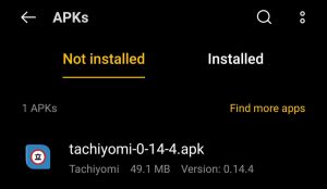 locate the downloaded apk file in file explorer