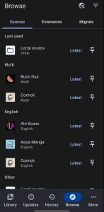 Switch to Sources & select any extension