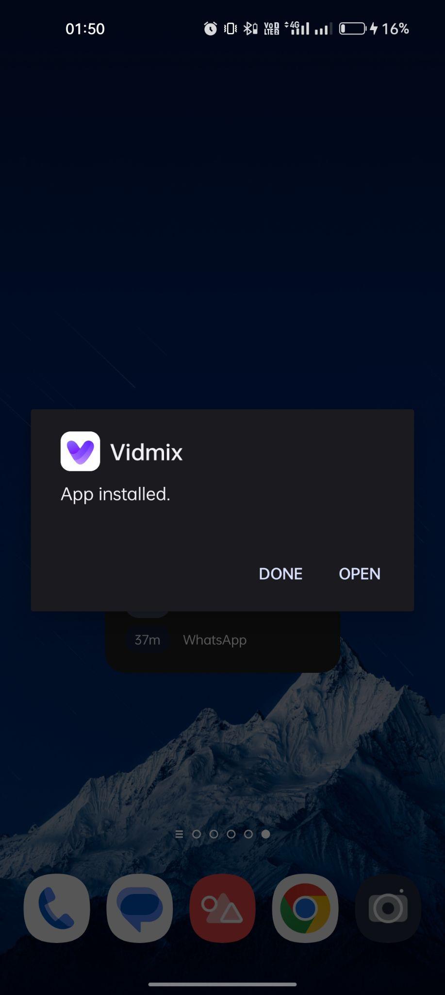 Vidmix apk installed