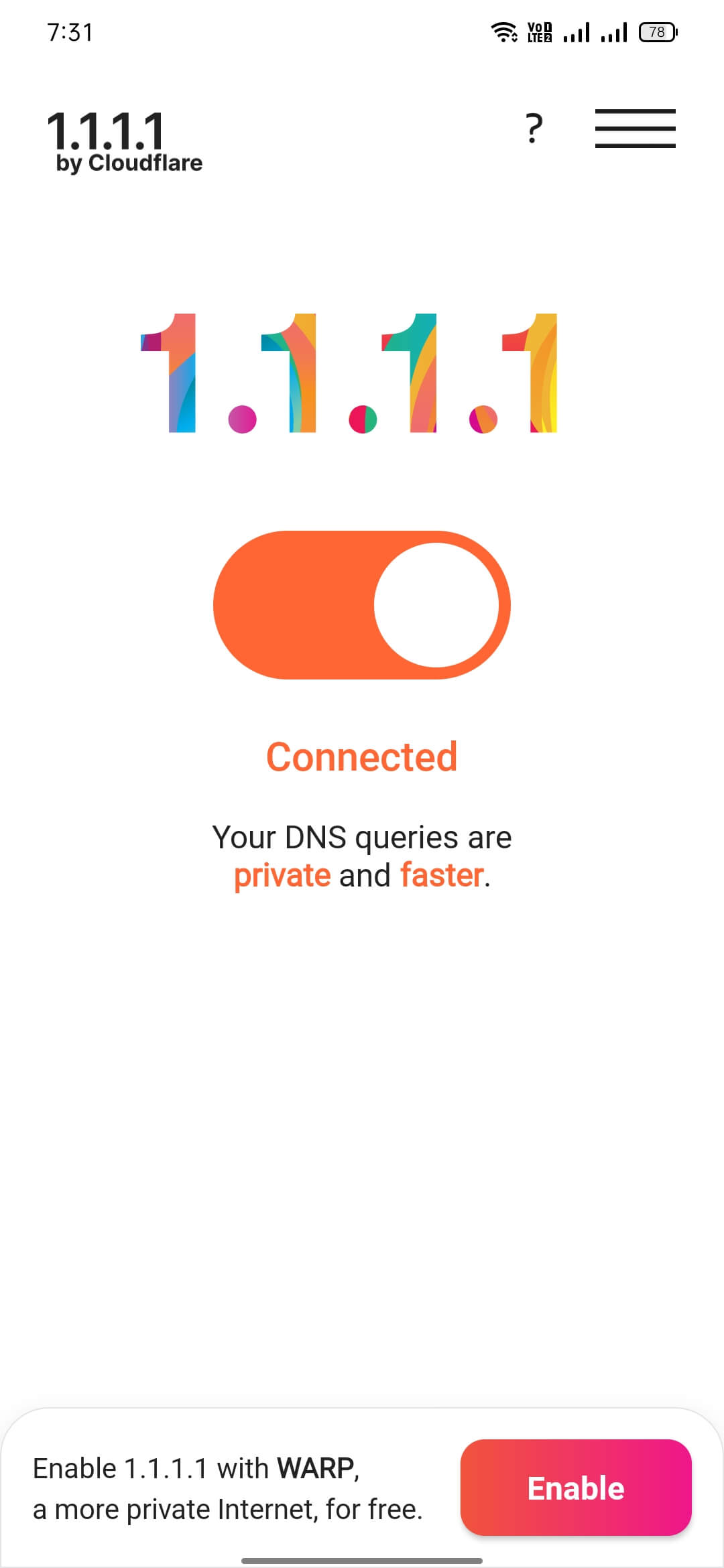1.1.1.1 VPN + WARP screenshot