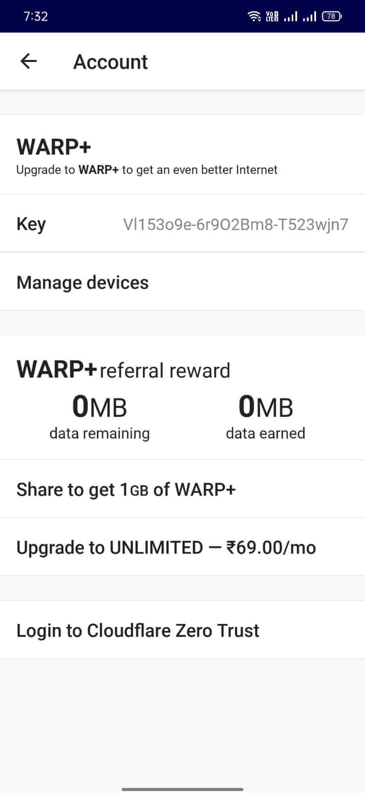 1.1.1.1 VPN + WARP screenshot