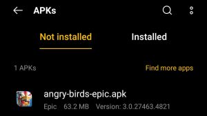 locate Angry Birds Epic Apk file