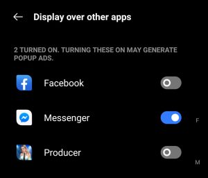 Producer game display over other Apps