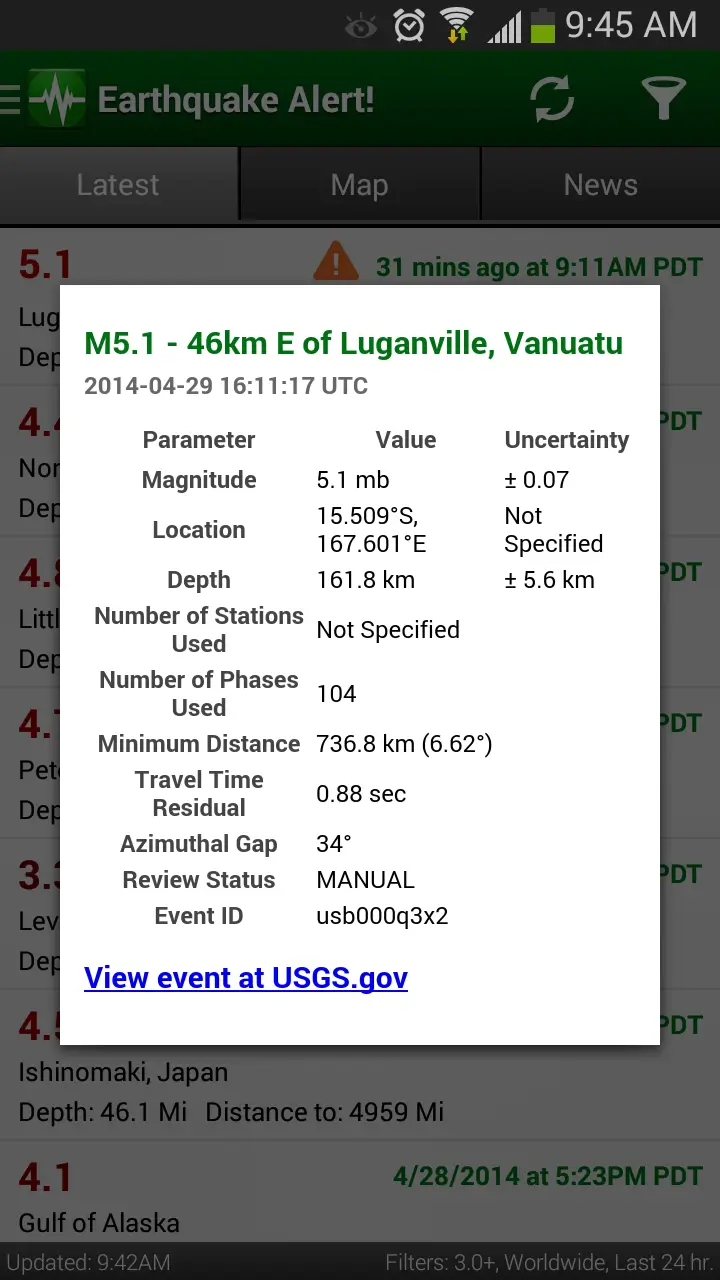 Earthquake Alert screenshot