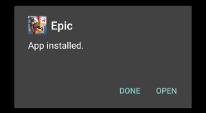 Angry Birds Epic successfully installed
