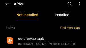 locate UC Browser APK file