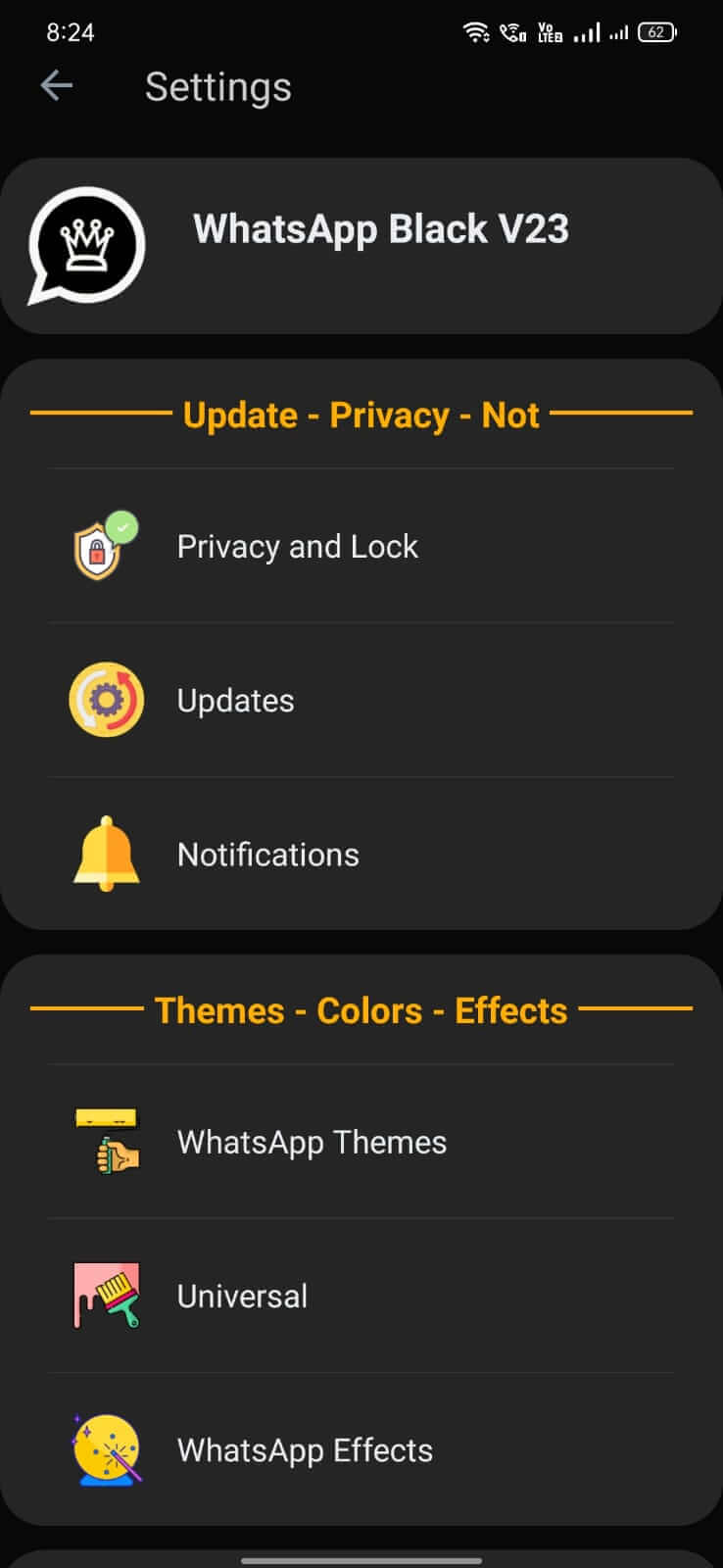 WhatsApp Black Gold screenshot