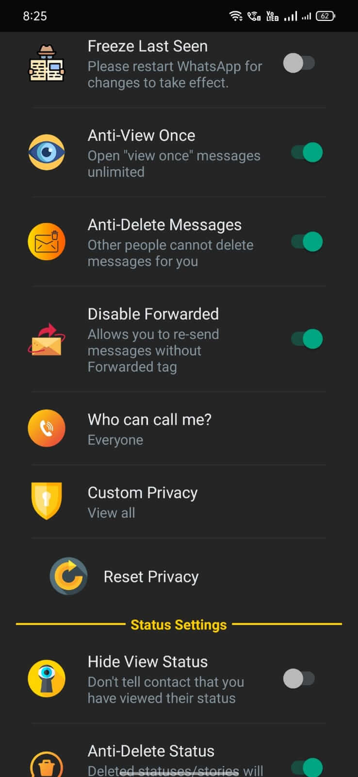 WhatsApp Black Gold screenshot