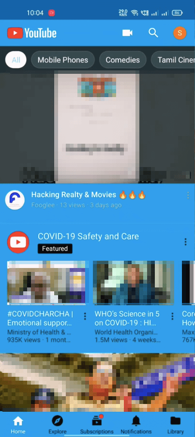 YouTube Blue screenshot