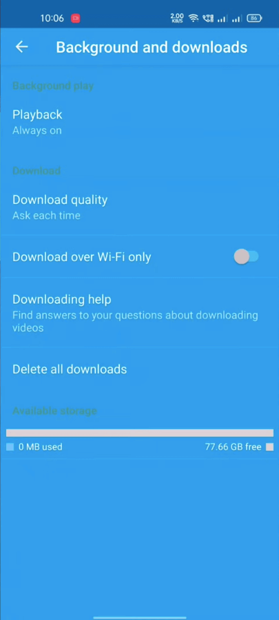 YouTube Blue screenshot