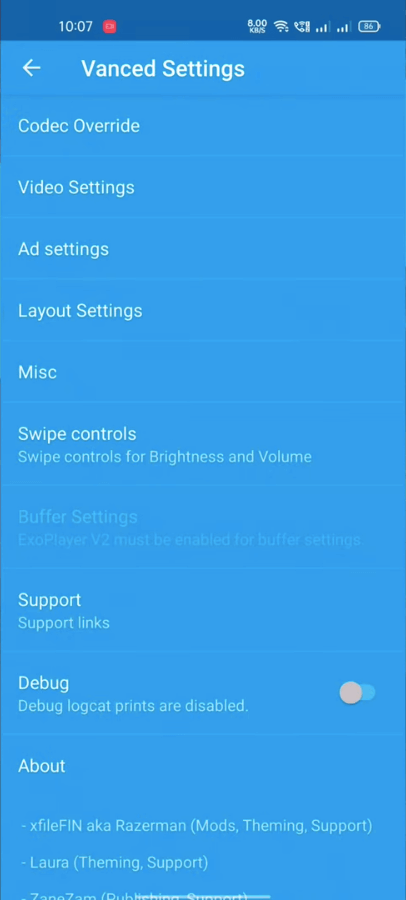YouTube Blue screenshot