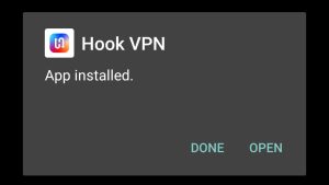Hook VPN App installed