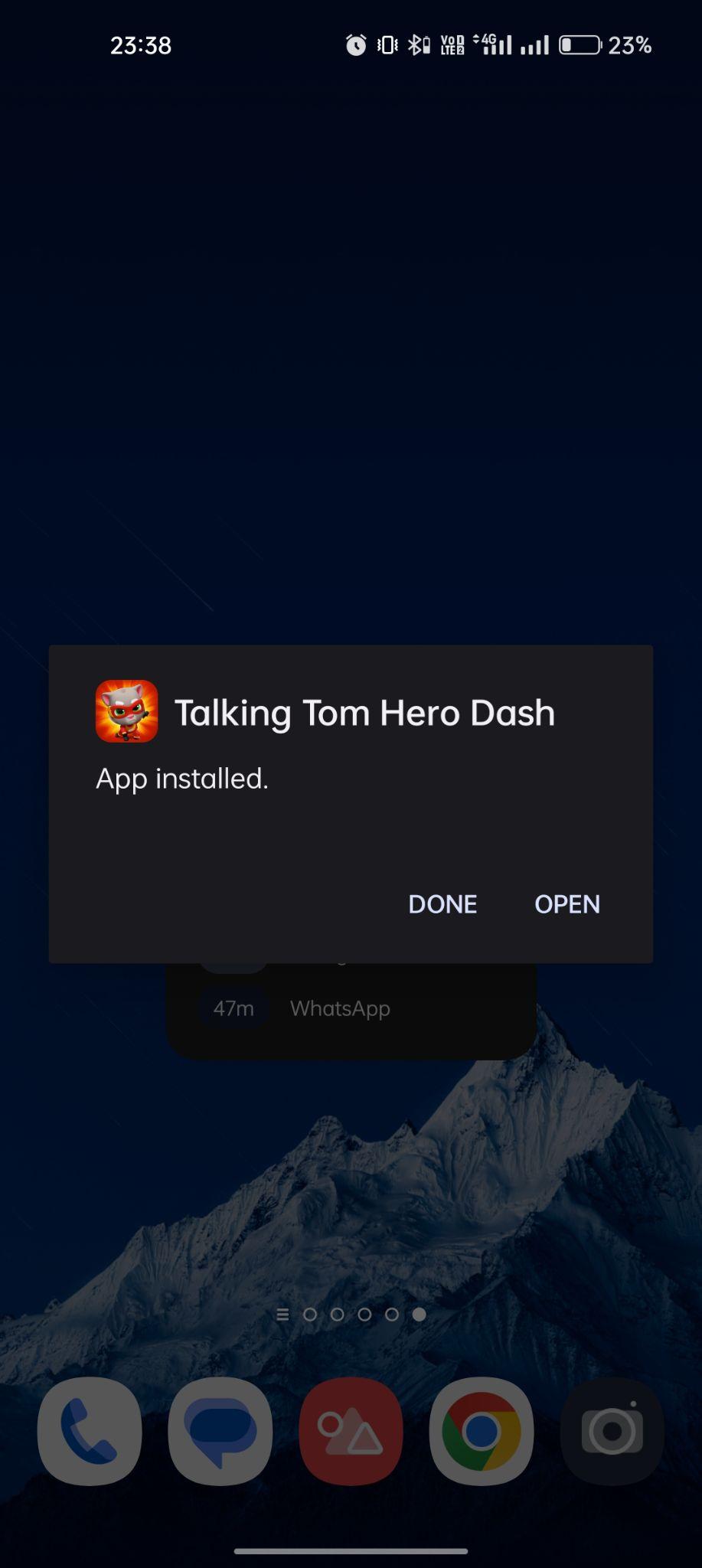 Talking Tom Hero Dash apk installed