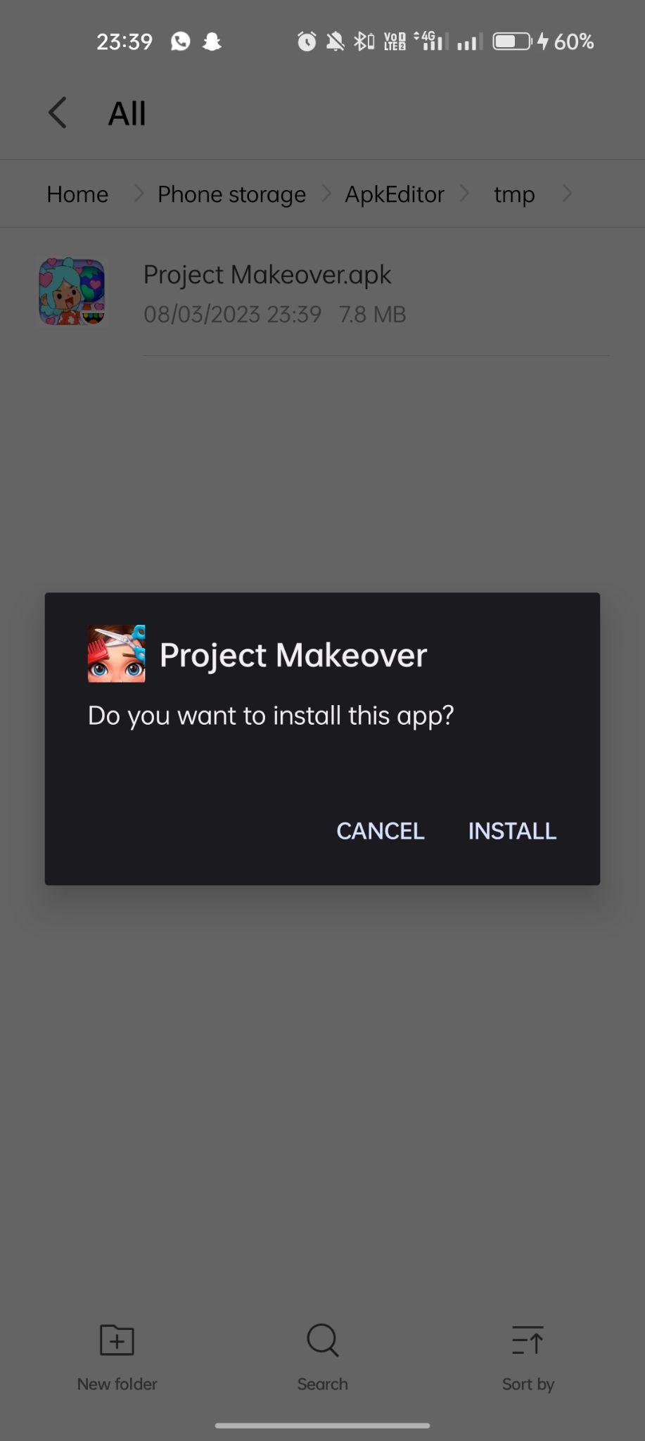 click on install