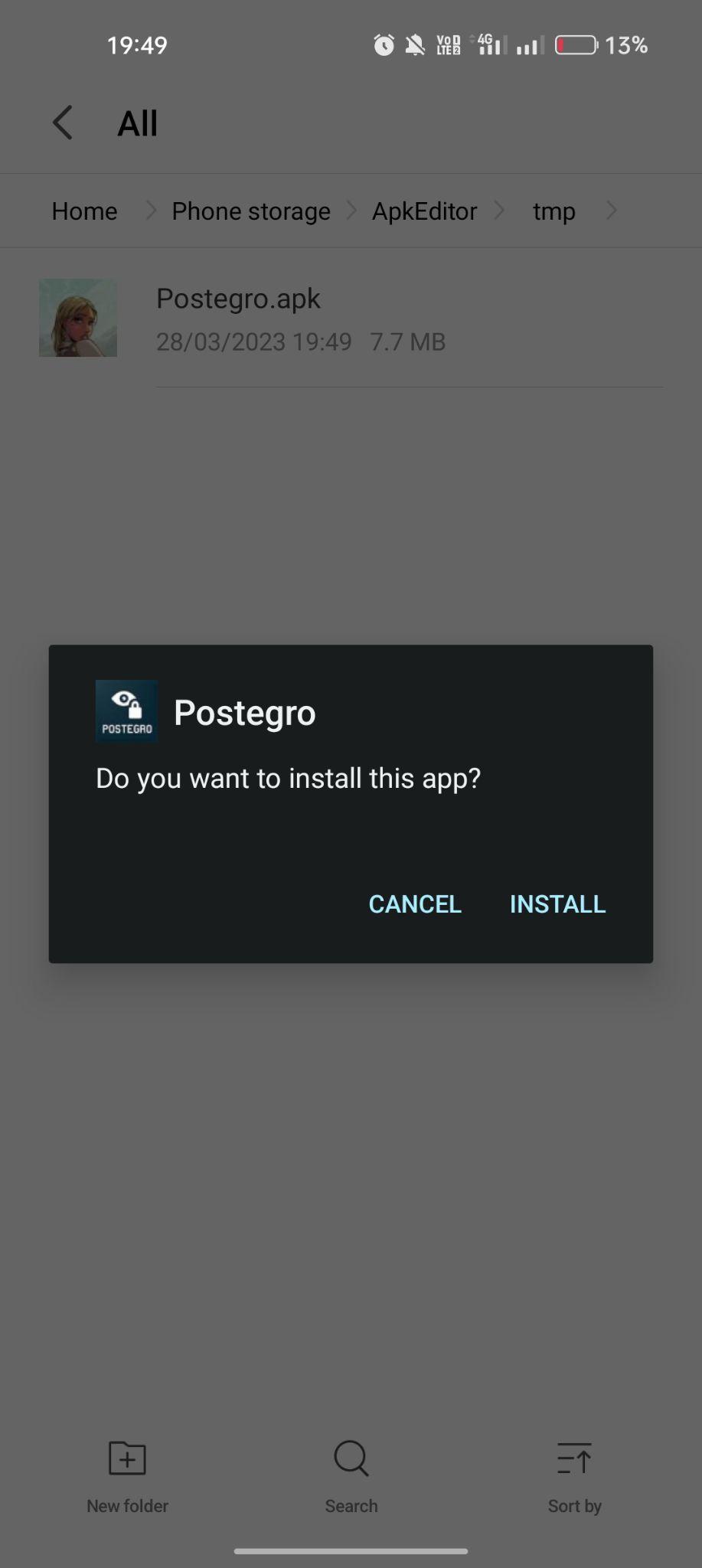 click on install