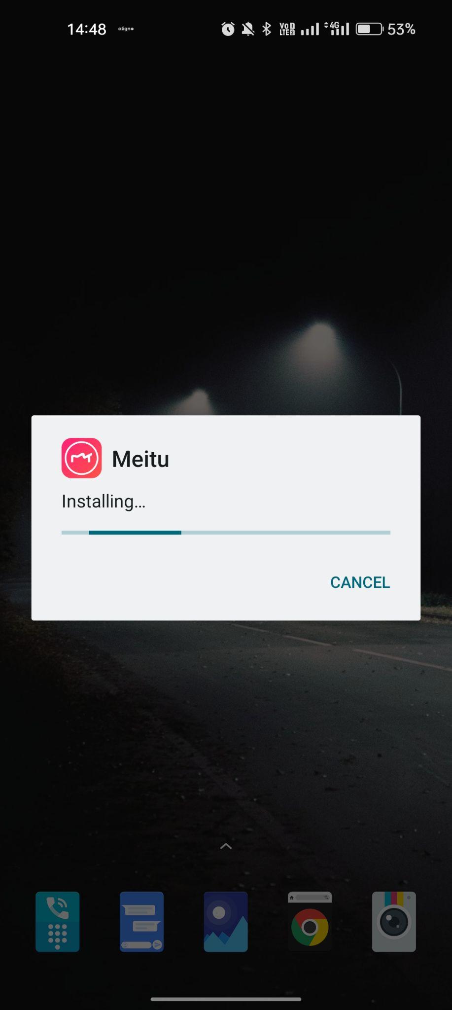 Meitu apk installing