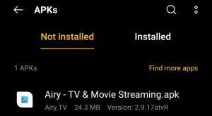 locate Airy TV APK File