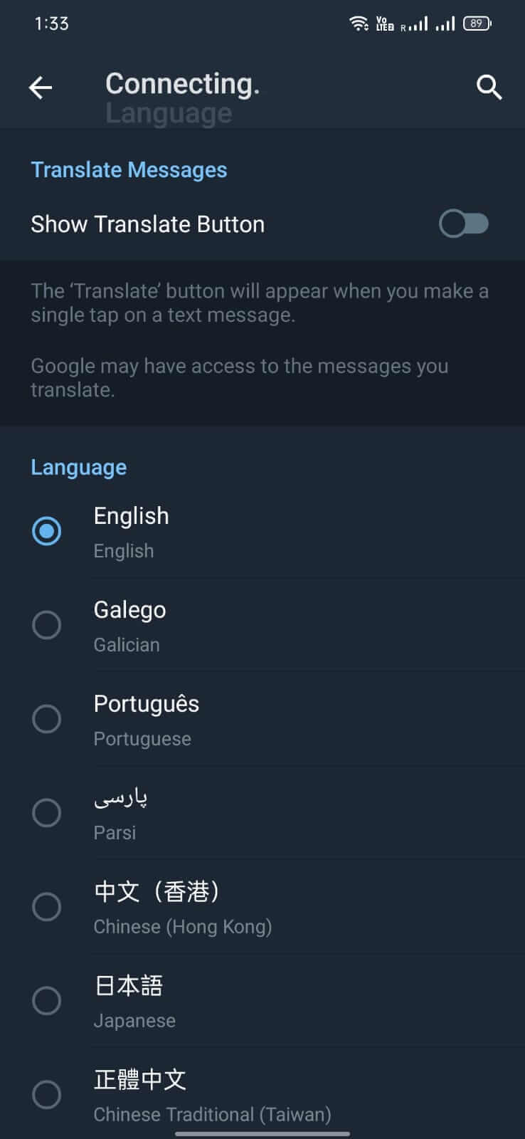 GB Telegram screenshot