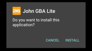 Tap Install to start John GBA Lite installation