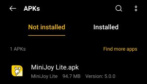 locate the MiniJoy APK file in File Manager App