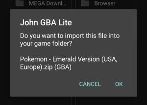 import a game on John GBA Lite