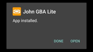 John GBA Lite successfully installed