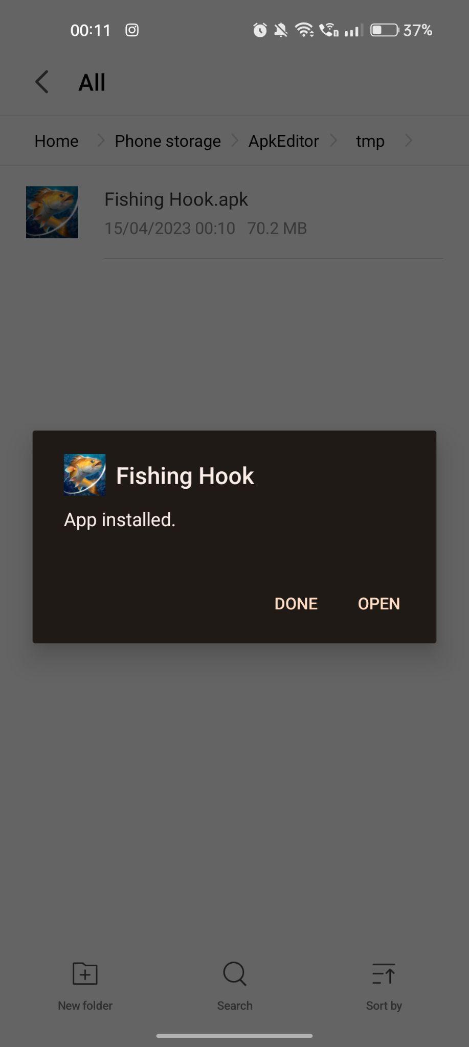 Kail Pancing apk installed