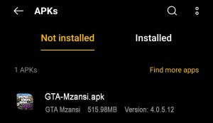 locate GTA Mzansi Apk in File Manager
