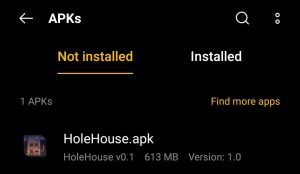 locate Hole House APK file in your storage