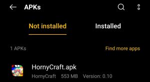 locate HornyCraft Apk in File Manager