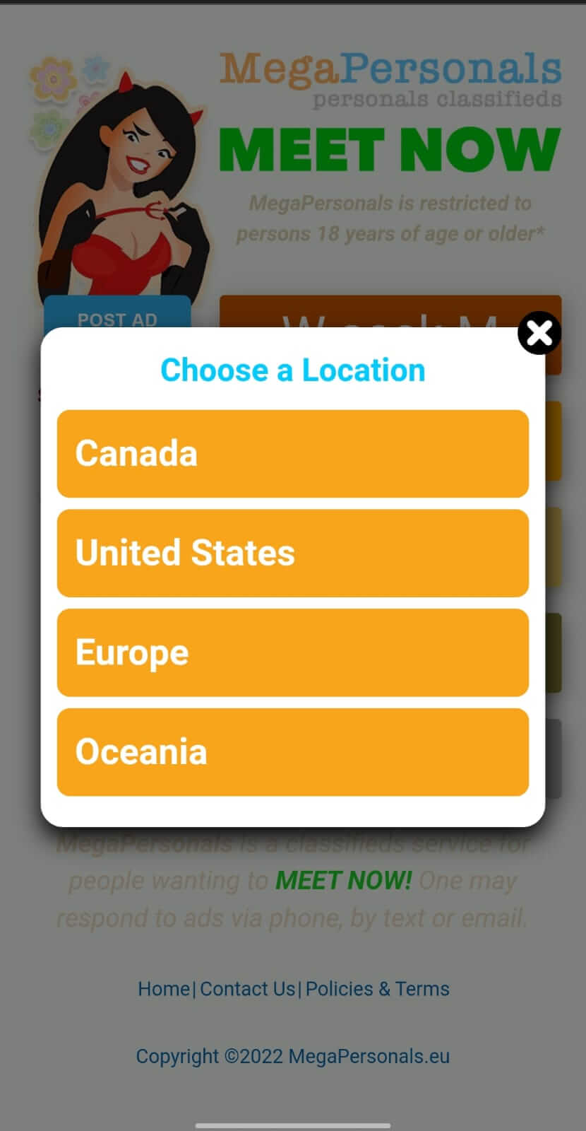 MegaPersonals screenshot
